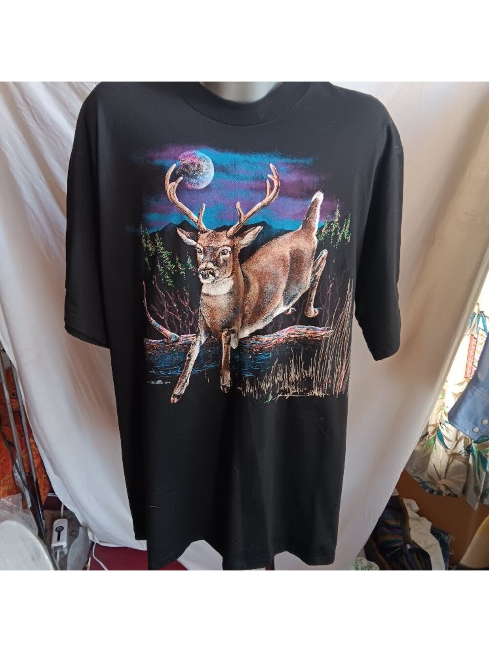 Vintage Single Stitch T-shirt XL 1994 Hazelwoods Deer NWOT NEW 1990s Nature